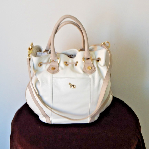 NWT EMMA FOX JUNO Leather Satchel Shoulder Handbag White NEW - Picture 4 of 16
